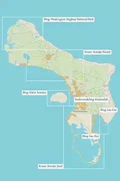 Thumb van een kaartje van Bonaire bij blogserie Bonaire verkennen.