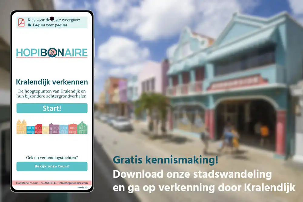 Gratis kennismaking! Download onze stadswandeling en ga op verkenning door Kralendijk