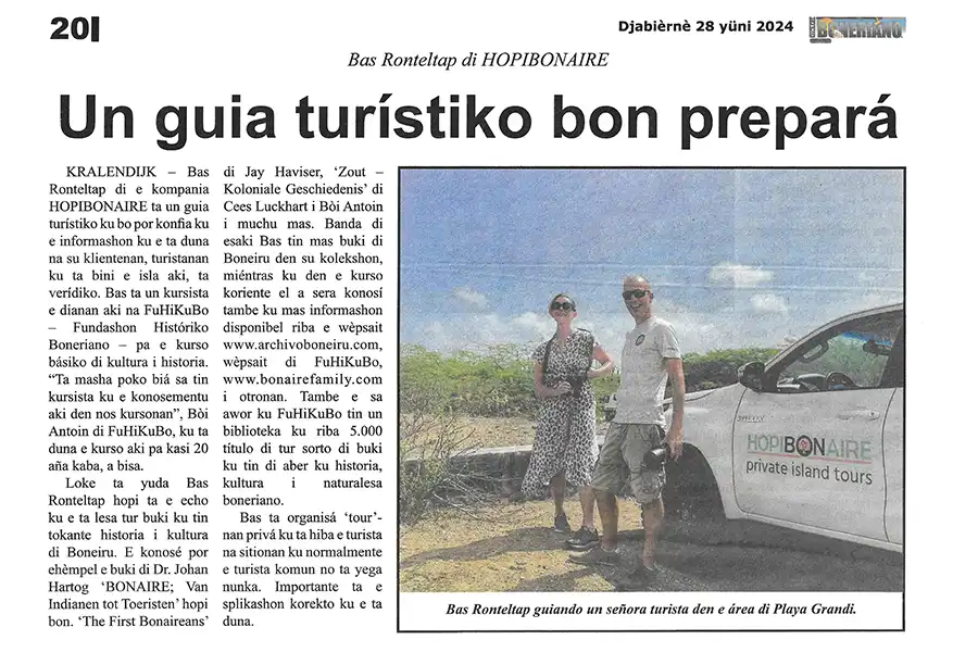 HopiBonaire in de lokale krant.