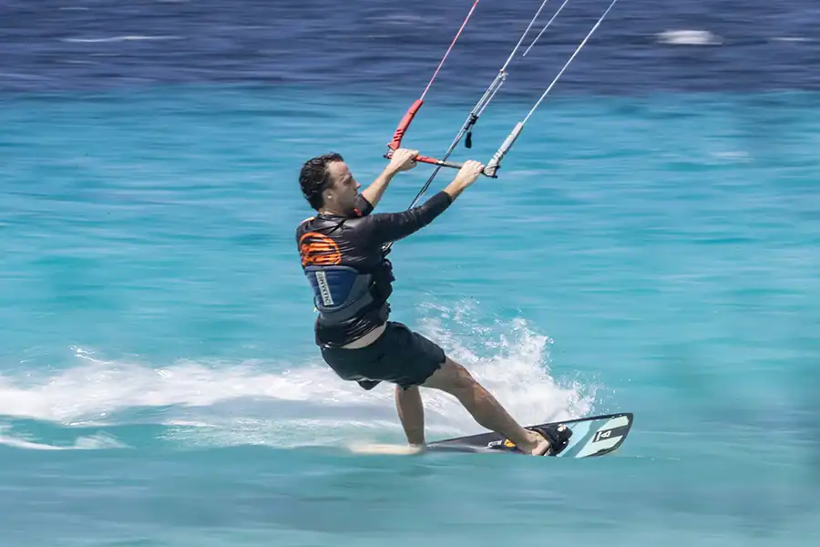 Check out the kite surfers during your HopiBonaire South Tour for cruisers.