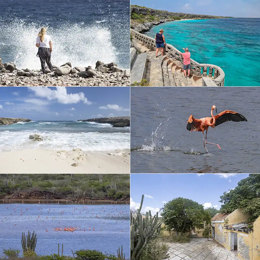 Colorful collage of the HopiBonaire North Tour for cruise passengers.