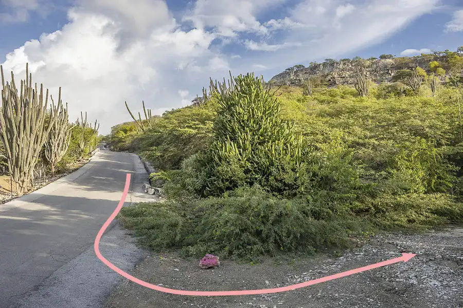 Het startpunt van Ruta Colá, een wandeling op Bonaire.